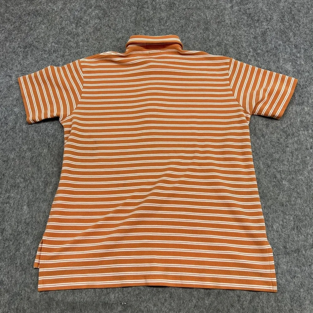 Ralph Lauren Polo Shirt Mens M Orange‎ White Stripe Button Down Collar Pony Big